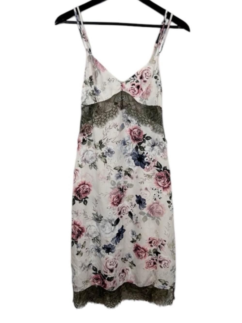 Midnight Bakery Floral Lace-Trim Sleep Dress Size XS Pink Floral